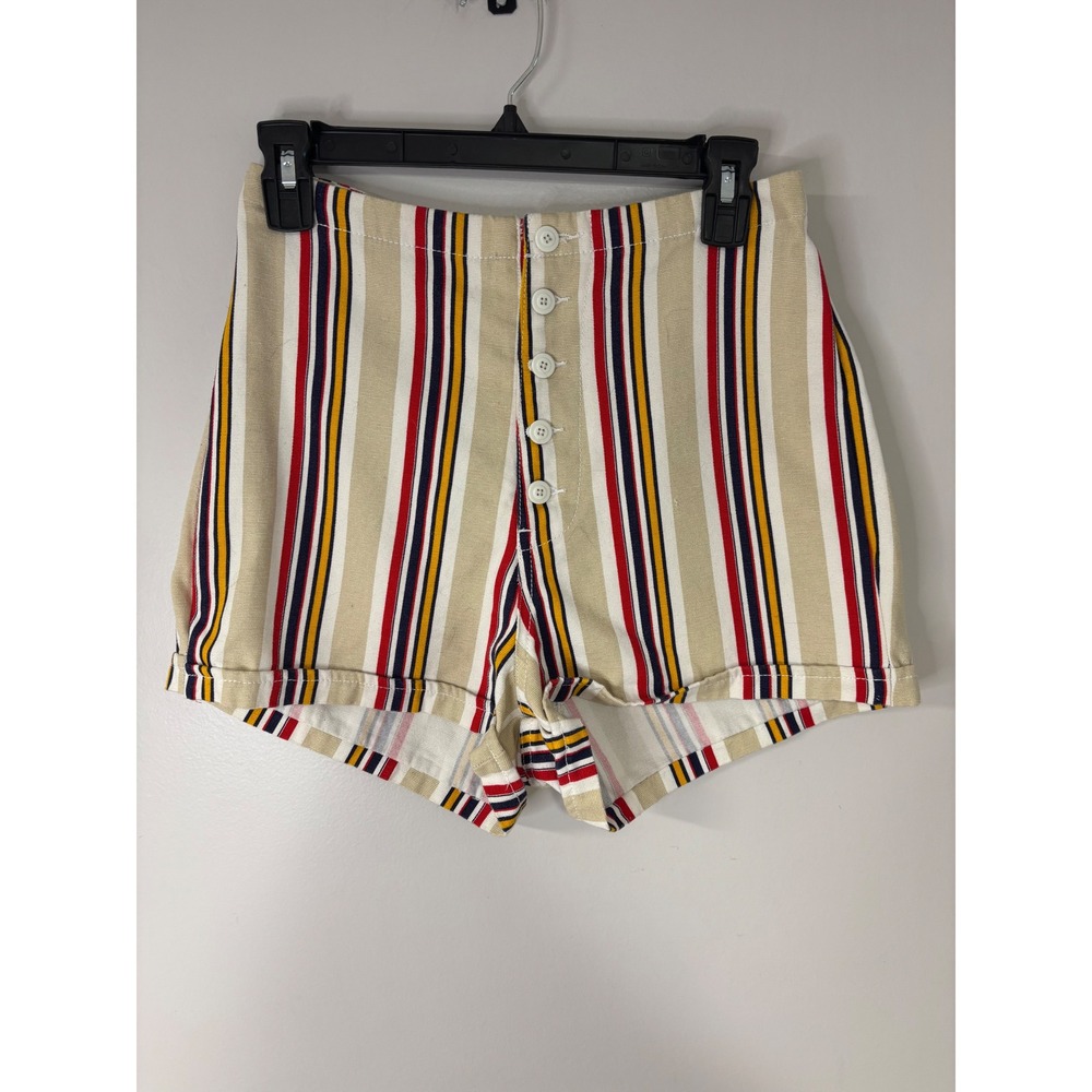 Urban Outfitters Striped Nautical Button Fly High Waist Shorts,‎ Size 6